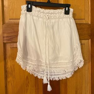Aerie Mini Skirt White Frilled Crotchet